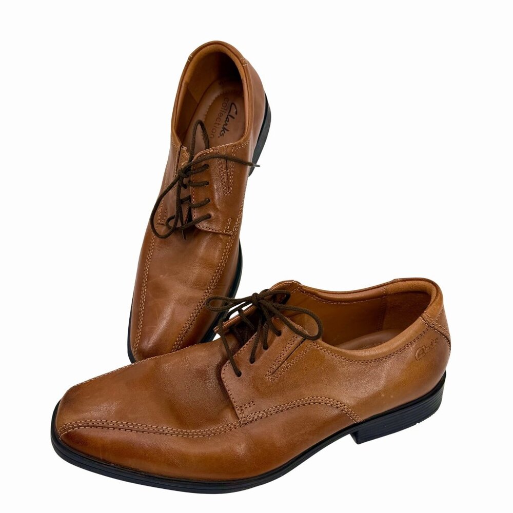 CLARKS COLLECTION MEN'S LT BRWN ULTIMATE COMFORT LEATHER OXFORD LACE DRESS SHOES
